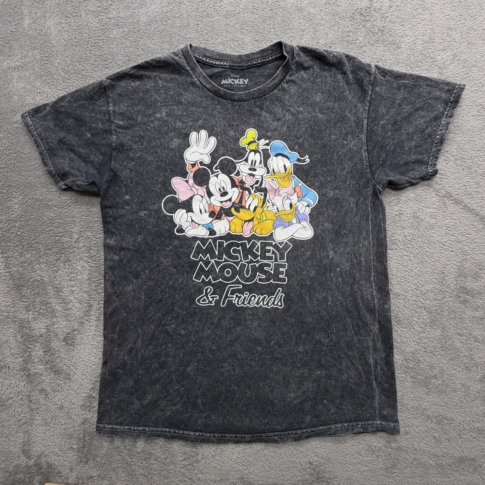 Disney Shirt Mens Medium Black Mickey Mouse & Friends Graphic Tee Tagless